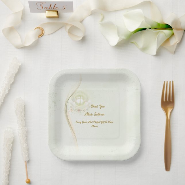 Glühende Engel Tauf-Papierplatten  Pappteller (Hochzeit)