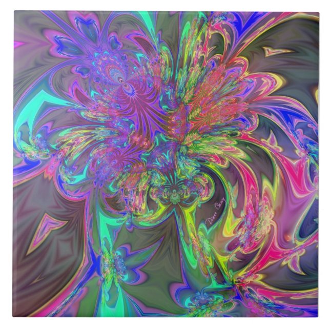 Glühende Explosion von Farbe- aquamarinem u. Fliese (Vorderseite)