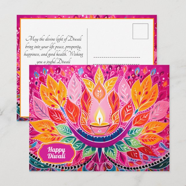 Glühende Festlichkeiten: Eine Diwali-Feier Postkarte (Vorne/Hinten)