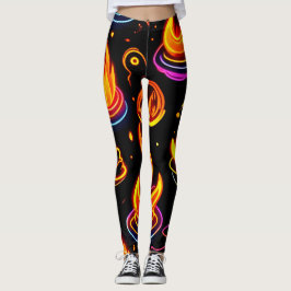Glühende Flammensymbole auf dunkler Leinwand Leggings