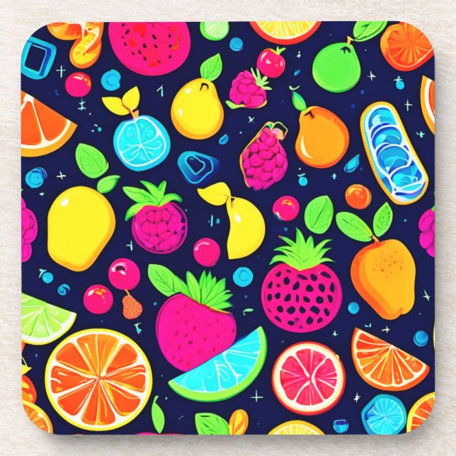 Glühende Frucht Mosaik Design Getränkeuntersetzer (Vorderseite)