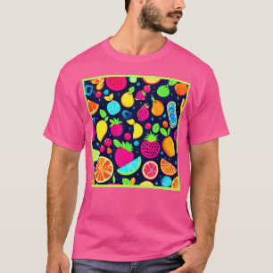 Glühende Frucht Mosaik Design T-Shirt