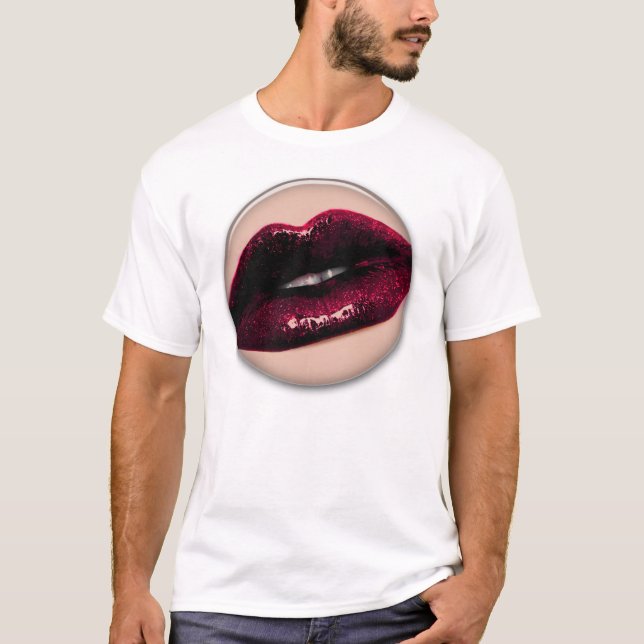 Glühende funkelnde Kissable Lippen T-Shirt (Vorderseite)