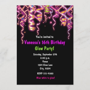 Glühende Geburtstags-Streamer-Einladung für Dunkle Einladung