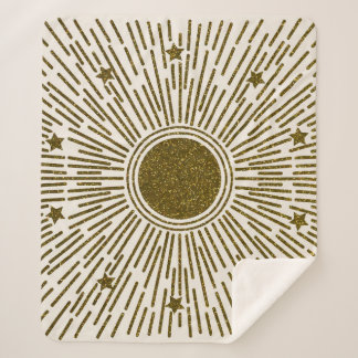 Glühende goldene Sonne, Vintage Strahlen. Sherpadecke