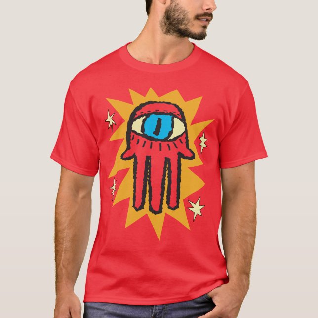 Glühende Hamsa Hand des Gott-bösen Blicks T-Shirt (Vorderseite)