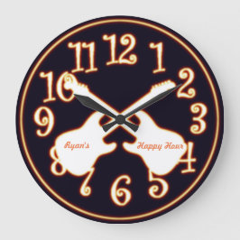 Glühende heiße Gitarre Custum Namensuhr Große Wanduhr