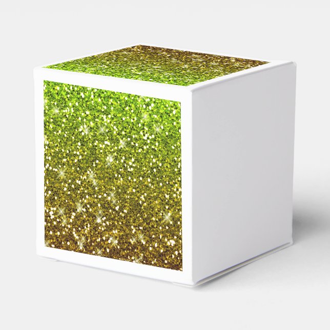 Glühende hellgrüne Glitzer Geschenkschachtel (Rückseite)