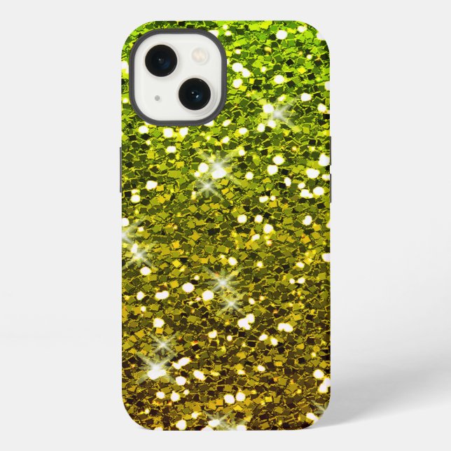 Glühende hellgrüne Glitzer iPhone Hülle (Rückseite)