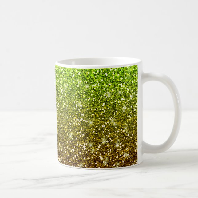 Glühende hellgrüne Glitzer Kaffeetasse (Rechts)