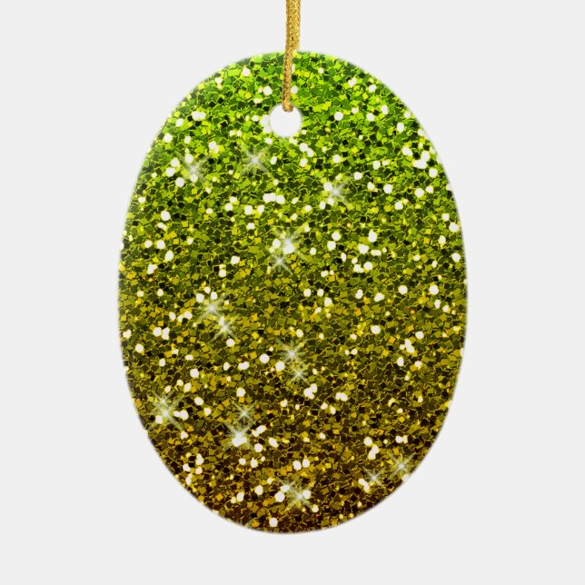 Glühende hellgrüne Glitzer Keramik Ornament (Vorne)