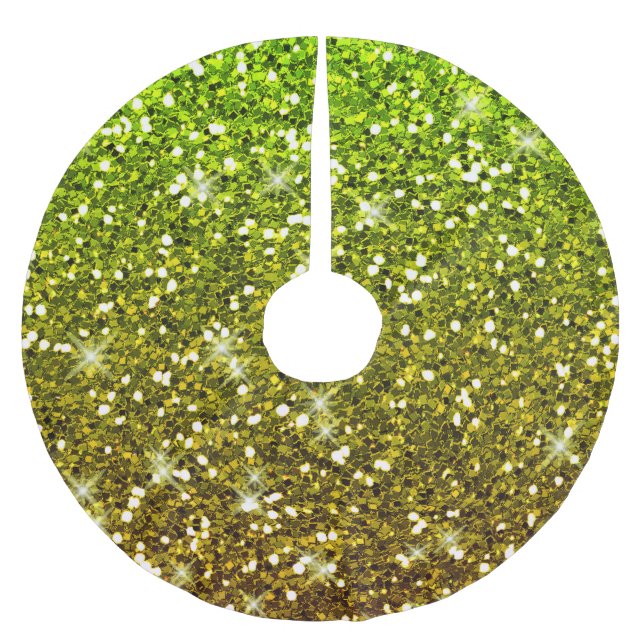 Glühende hellgrüne Glitzer Polyester Weihnachtsbaumdecke (Vorderseite)