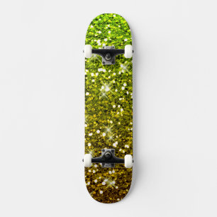 Glühende hellgrüne Glitzer Skateboard