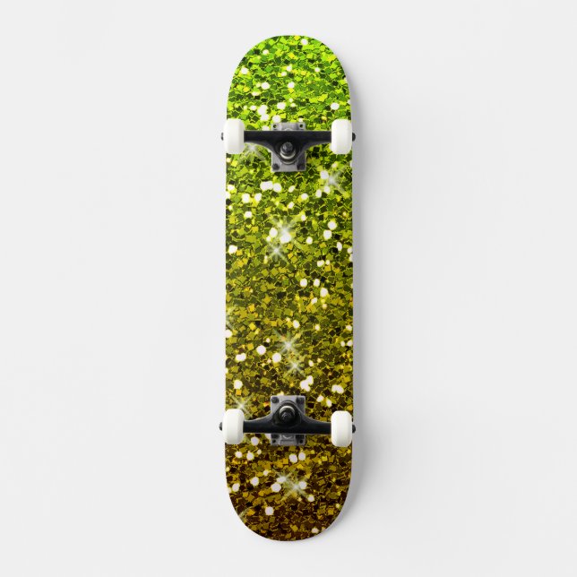 Glühende hellgrüne Glitzer Skateboard (Vorderseite)