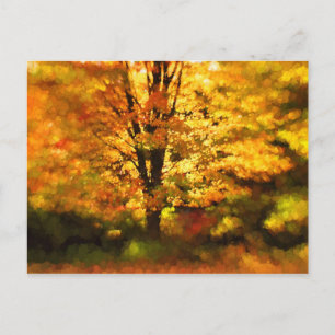 Glühende Herbstbaummalerei Postkarte