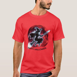 Glühende Hexe fliegender Roter Mond Männer-T-Shirt T-Shirt