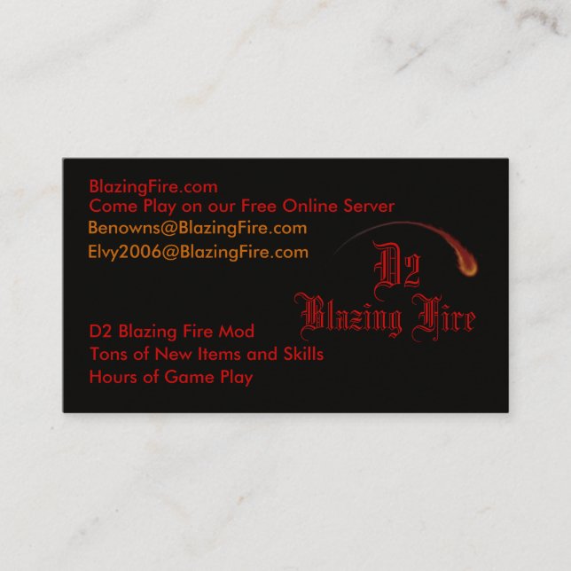 Glühende Karten des Feuer-D2 (Vorderseite)