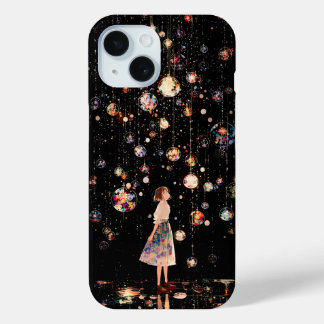 Glühende Kugeln Sternennacht iPhone 15 Hülle