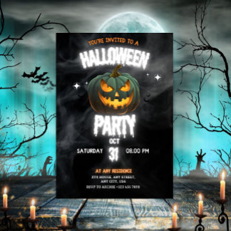 Glühende Kürbis-Halloween-Party  Einladung