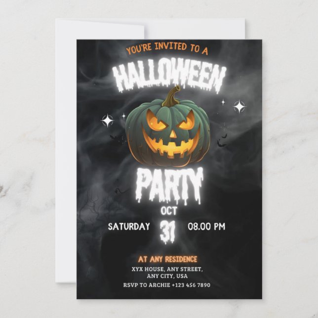 Glühende Kürbis-Halloween-Party  Einladung (Vorderseite)