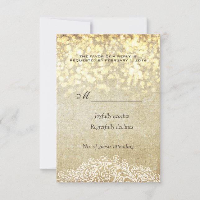 Glühende Lichter Burlap & Lace Country Chic RSVP Karte (Vorderseite)