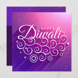 Glühende Lila blühend Rangoli Happy Diwali Einladung