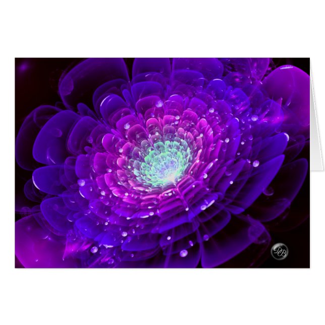 Glühende lila Rose, schöne Fraktal-Digital-Kunst (Vorderseite (Horizontal))
