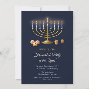 Glühende Messing-Menora-Hanukka-Party-Einladung Einladung