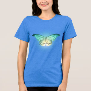 Glühende Minzcreme-Schmetterling Tri-Blend Shirt