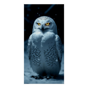 Glühende Mit Augen Eule im Schnee - geheimnisvolle Poster