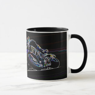 Glühende Motorrad-Reiter-Kreis-laufende Skizze Tasse