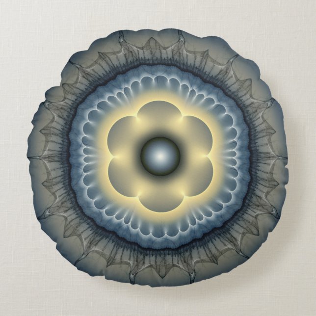 Glühende mystische Verzierung Rundes Kissen (Vorderseite)