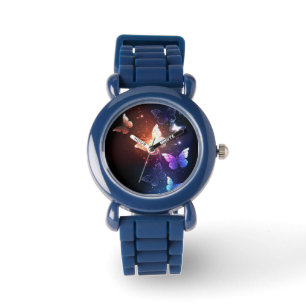 Glühende Nachtschmetterlinge Armbanduhr