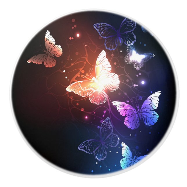 Glühende Nachtschmetterlinge Keramikknauf (Vorderseite)