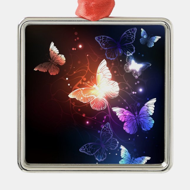 Glühende Nachtschmetterlinge Ornament Aus Metall (Vorne)
