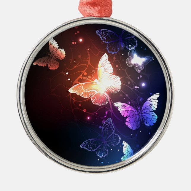 Glühende Nachtschmetterlinge Ornament Aus Metall (Vorne)