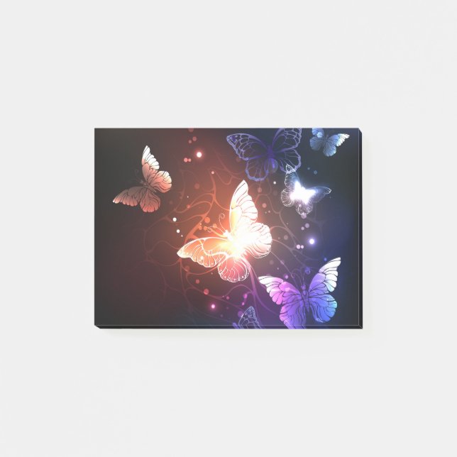 Glühende Nachtschmetterlinge Post-it Klebezettel (Vorderseite)