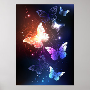 Glühende Nachtschmetterlinge Poster