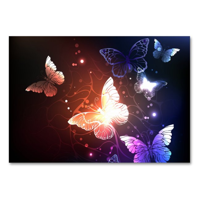 Glühende Nachtschmetterlinge Tischnummer (Vorderseite)