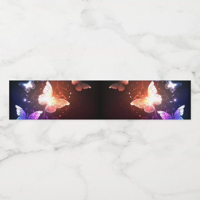 Glühende Nachtschmetterlinge Wasserflaschenetikett (Einzelnes Label)
