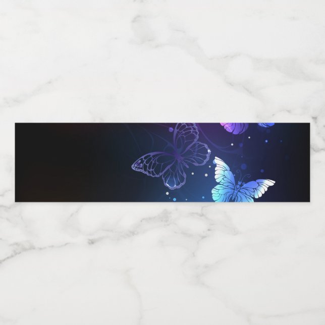 Glühende Nachtschmetterlinge Wasserflaschenetikett (Einzelnes Label)