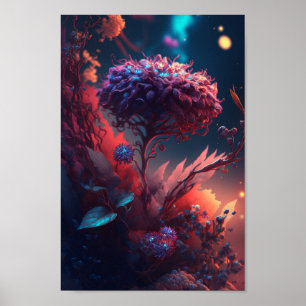 Glühende Neon Fantasy Art Poster