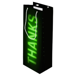 Glühende Neon Green Dank an Sign On Black Geschenktüte Für Weinflaschen