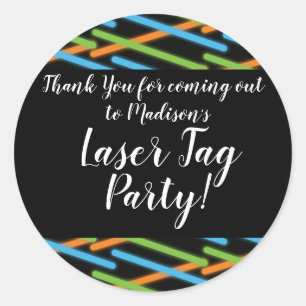 Glühende Neon-Lasertag-Party zum Teenager-Geburtst Runder Aufkleber