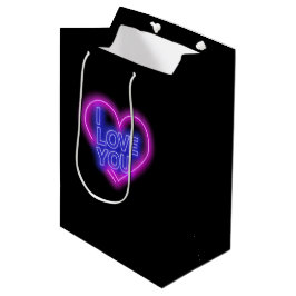 Glühende Neon Look Pink Blue Valentine Herz Mittlere Geschenktüte