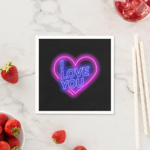 Glühende Neon Pink Blaue Walliser Herz Kleines Serviette