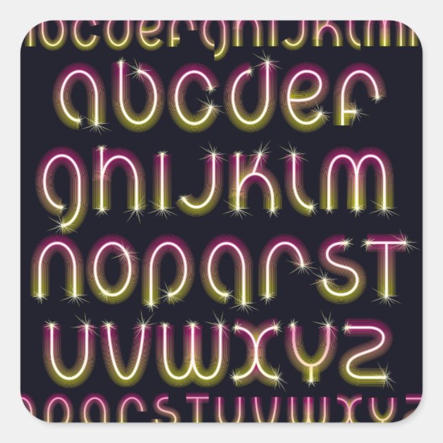 Glühende Neon Schriftart Stickers (Vorderseite)