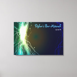 Glühende Neon Stars Bar Bat Mitzvah Sign-In Board Leinwanddruck