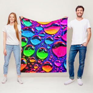 Glühende Neonwassertropfen Kunst Fleecedecke