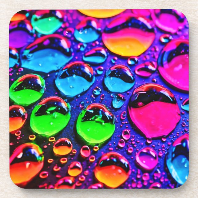 Glühende Neonwassertropfen Kunst Getränkeuntersetzer (Vorderseite)